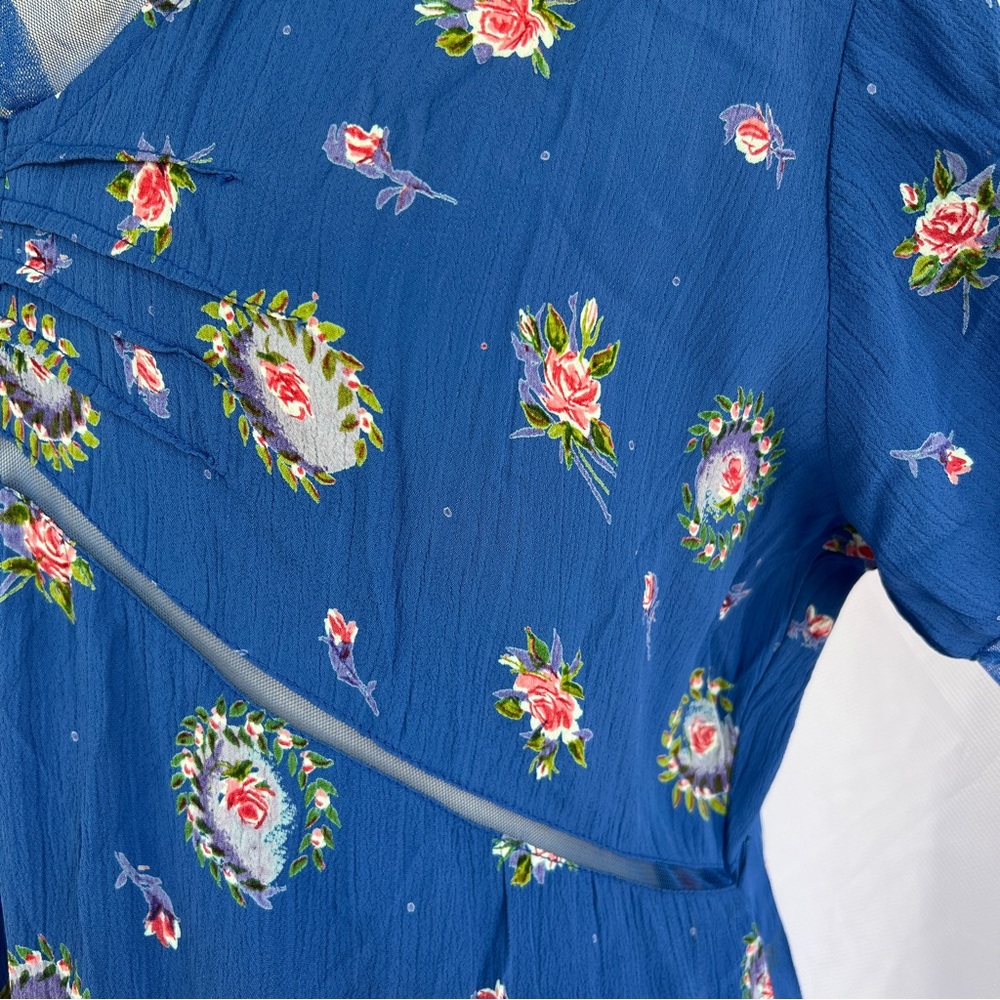 Vintage 90s April Cornell blue floral rayon dress NWT medium - Picture 7 of 17